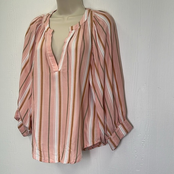 Anthropologie - Maeve Brenda Colorful Stripe VNeck Flowy Boho Blouse Size Small - Picture 5 of 12